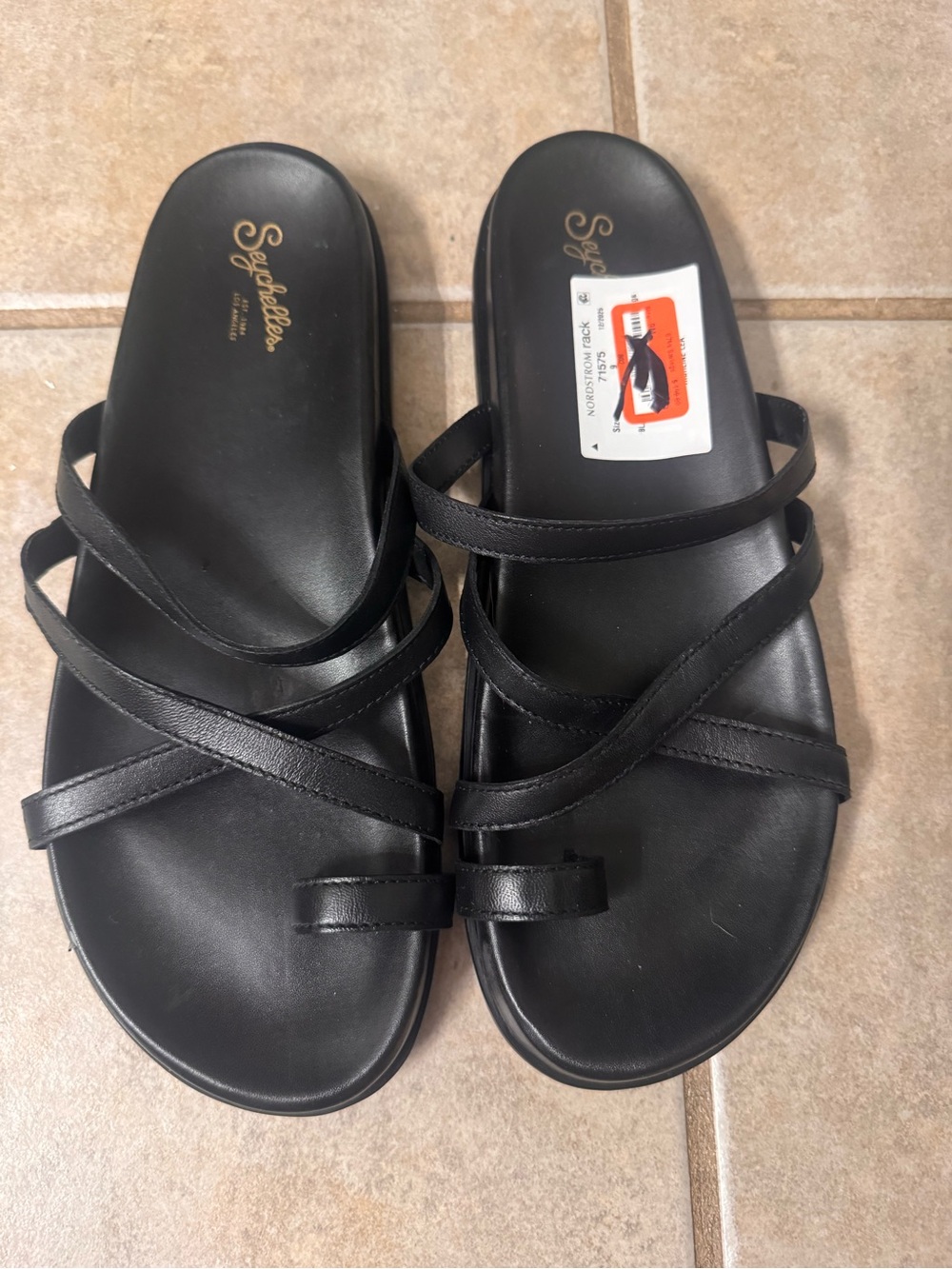 Seychelles Black Multi-Strap Slide Sandals